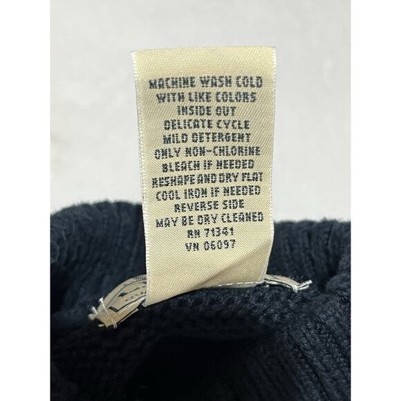 LL Bean Cardigan Sweater Mens Large Navy Blue Full Zip Mock Neck Classic - Picture 8 of 9